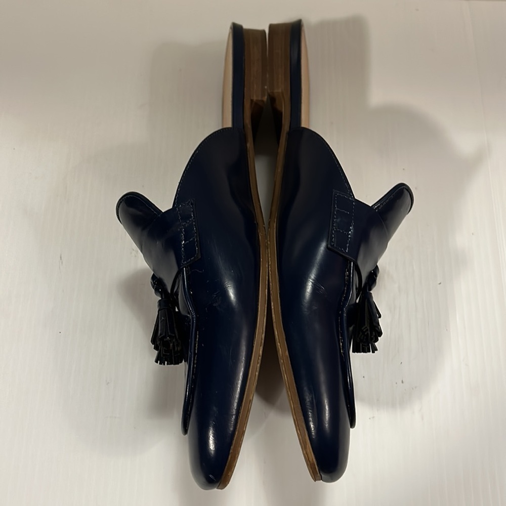 J Crew Leather Patent Navy Mules Loafers with Tassel size 9.5 - gently used - Picture 10 of 15